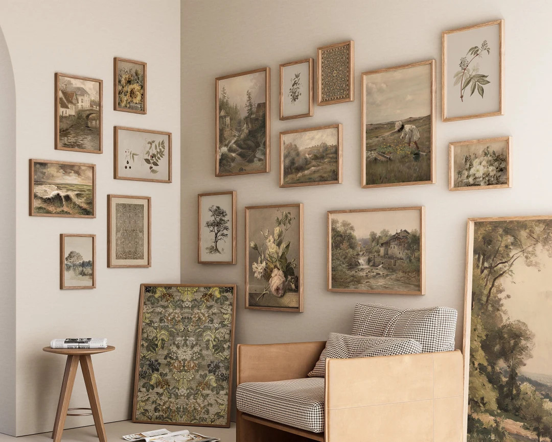 Vintage Rustic Prints for Living Room French Country Farmhouse Art Set Instant Download Antique G... | Etsy (US)