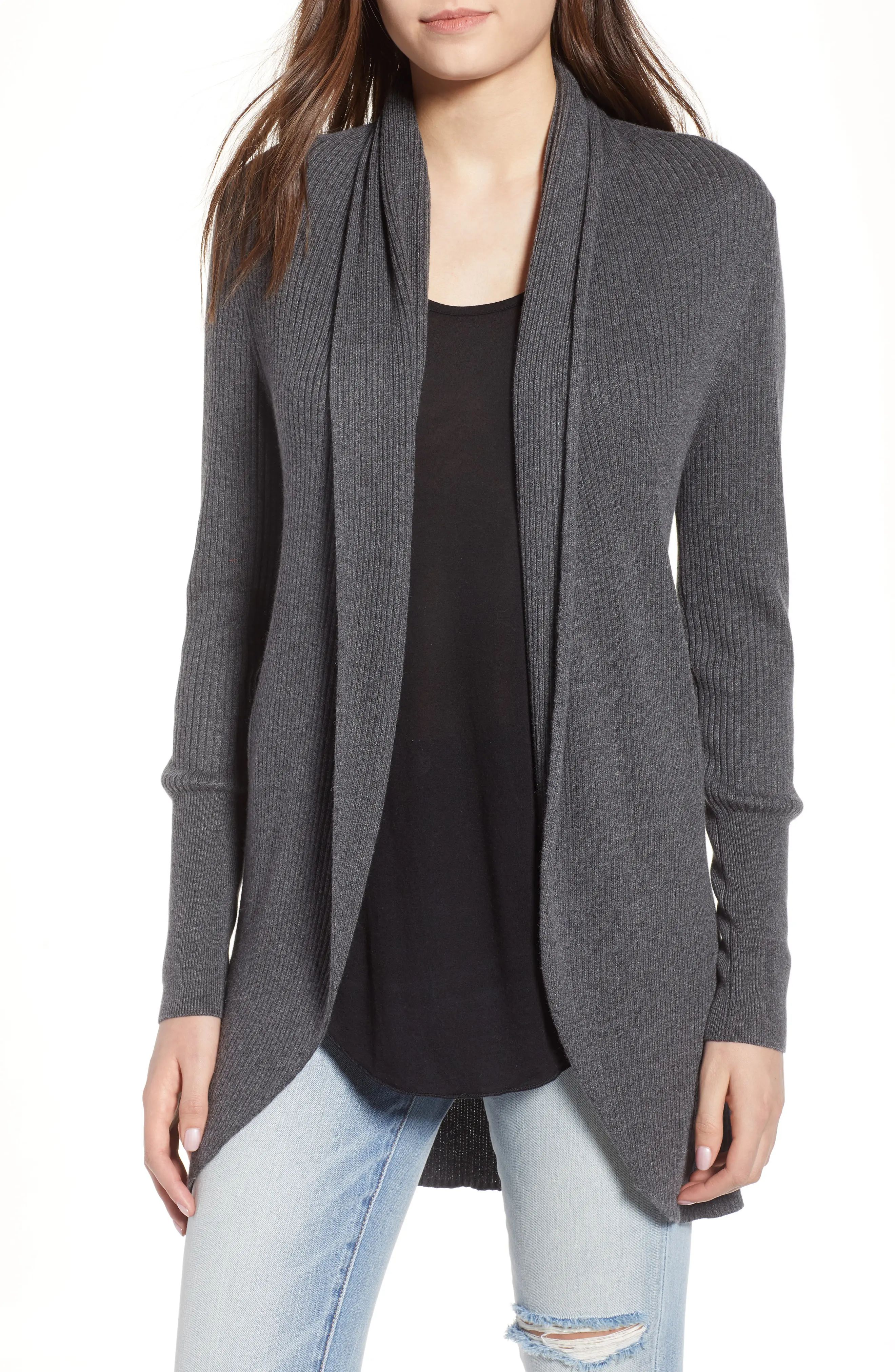 Leith Ribbed Shawl Cocoon Sweater | Nordstrom