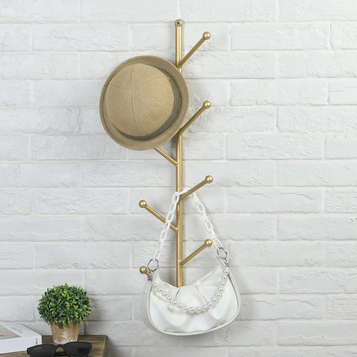 Davaney 8 - Hook Wall Mounted Coat Rack in Gold | Wayfair North America
