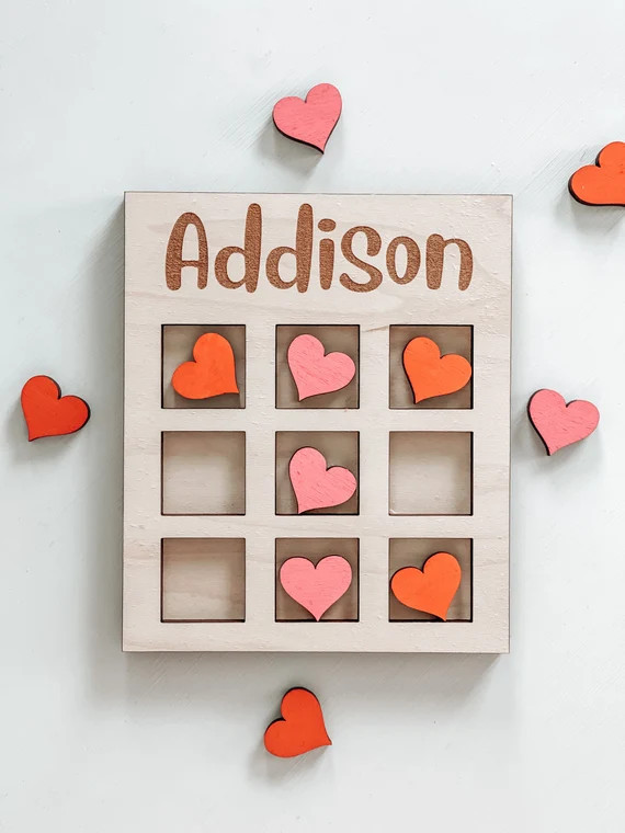 Personalized Valentine's Tic Tac Toe Game, Tic Tac Toe, Valentine's Day Gift, Wooden Valentine's ... | Etsy (US)