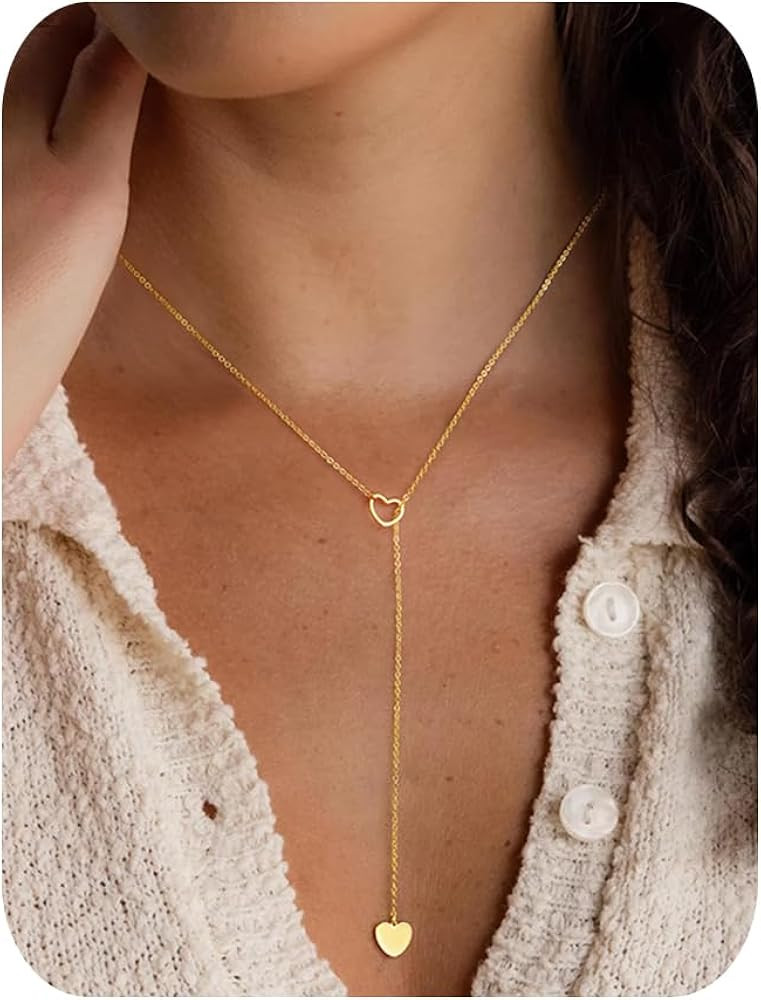 Yoosteel Long 14K-Gold-Plated Necklace for Women - Valentines Gifts Dainty Y-Shaped Necklaces Lar... | Amazon (US)