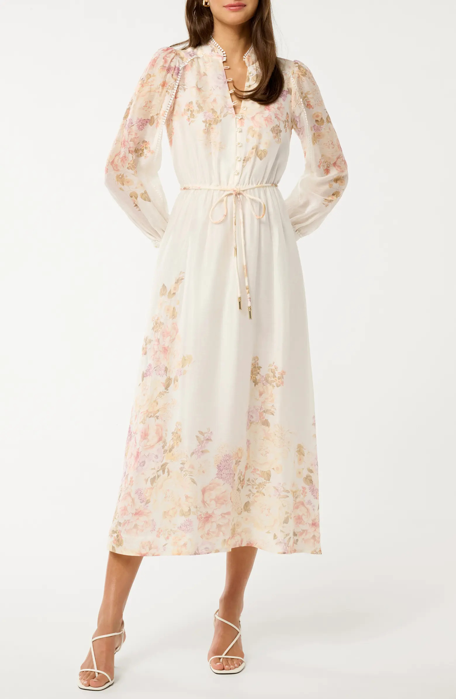 Ever New Placed Floral Long Sleeve Midi Dress | Nordstrom | Nordstrom
