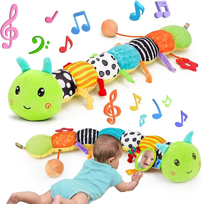 Baby Sensory Toy 0-6 Month Music Animal Stuffed Plush Caterpillar Toy for Infant 0-3-6 Month Tumm... | Amazon (US)