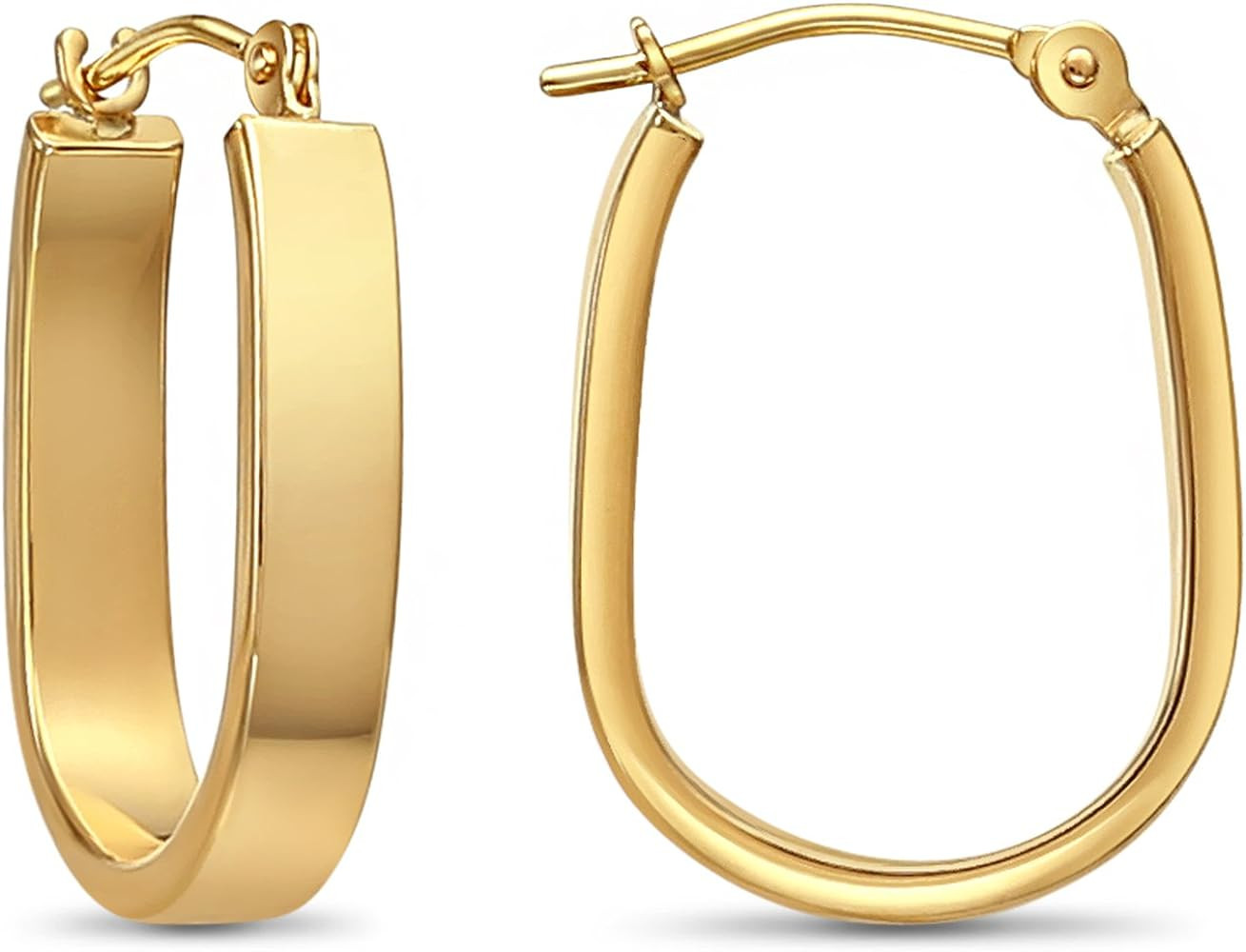 TILO JEWELRY 14k Yellow Gold Small Rectangular Tube U-Shape Hoop Earrings | Amazon (US)