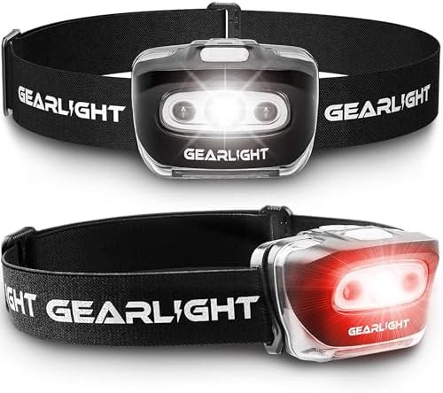 GearLight 2Pack LED Headlamp - Outdoor Camping Head Lamps with Adjustable Headband - Lightweight ... | Amazon (US)