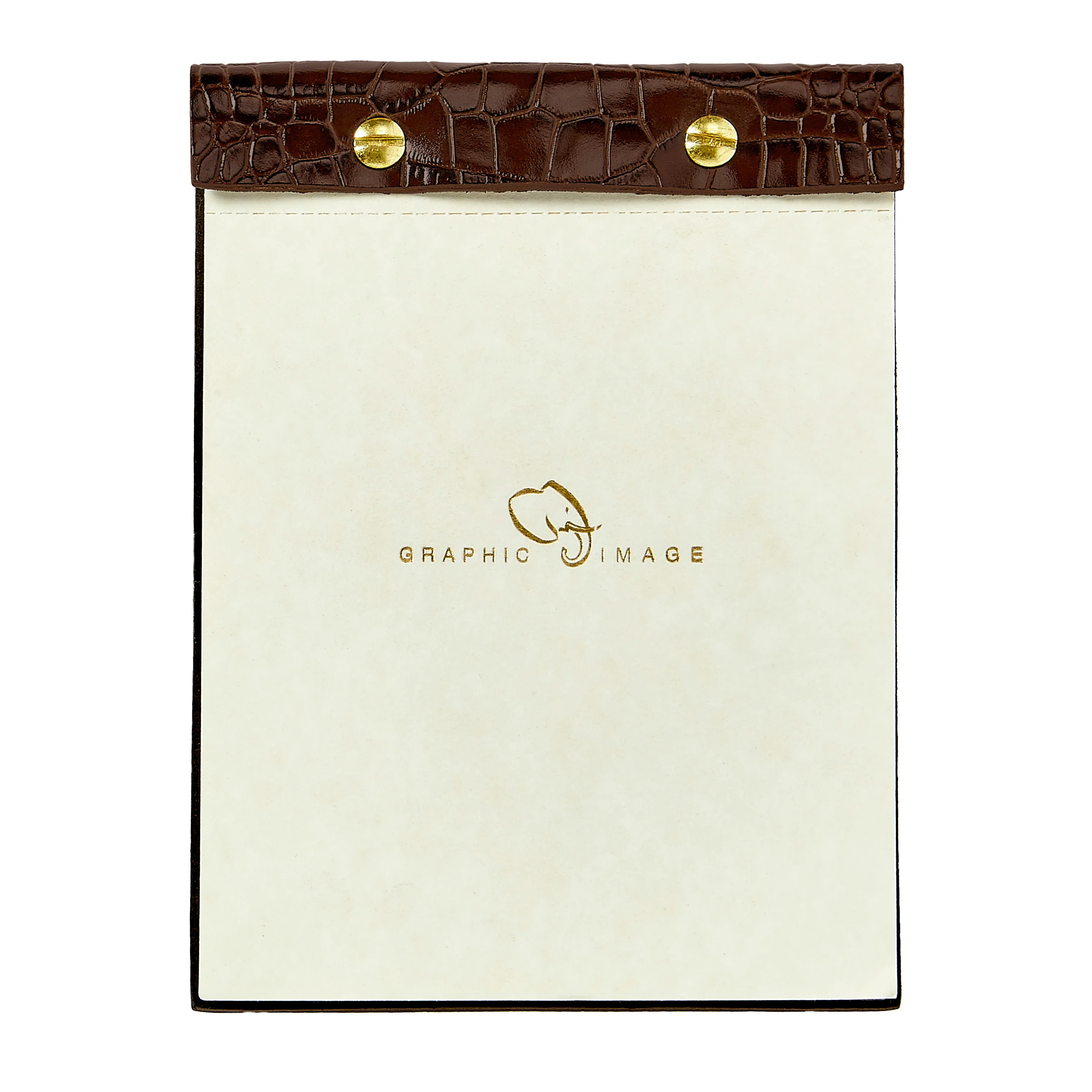 Desk Notepad | Brown Embossed Croc Leather | GiGi New York / Graphic Image