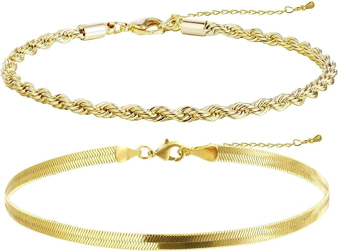 MIDEEO Gold Evil Eye Bracelet for Women Layered Herringbone Twisted Rope Chain Bracelets Set Laye... | Amazon (US)