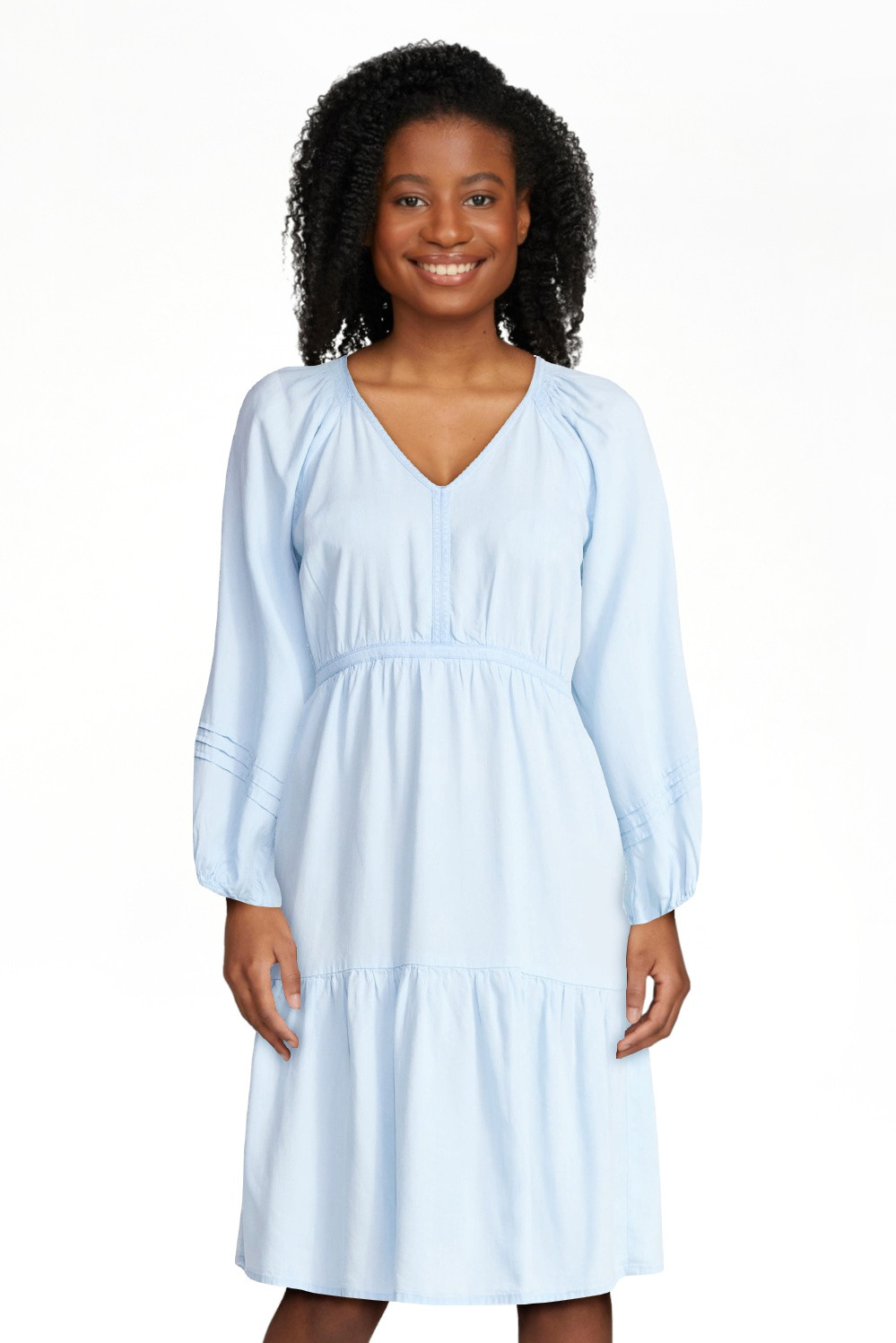 Time and Tru Women's Tiered Mini Dress with ¾ Sleeves, Sizes XS-XXXL | Walmart (US)