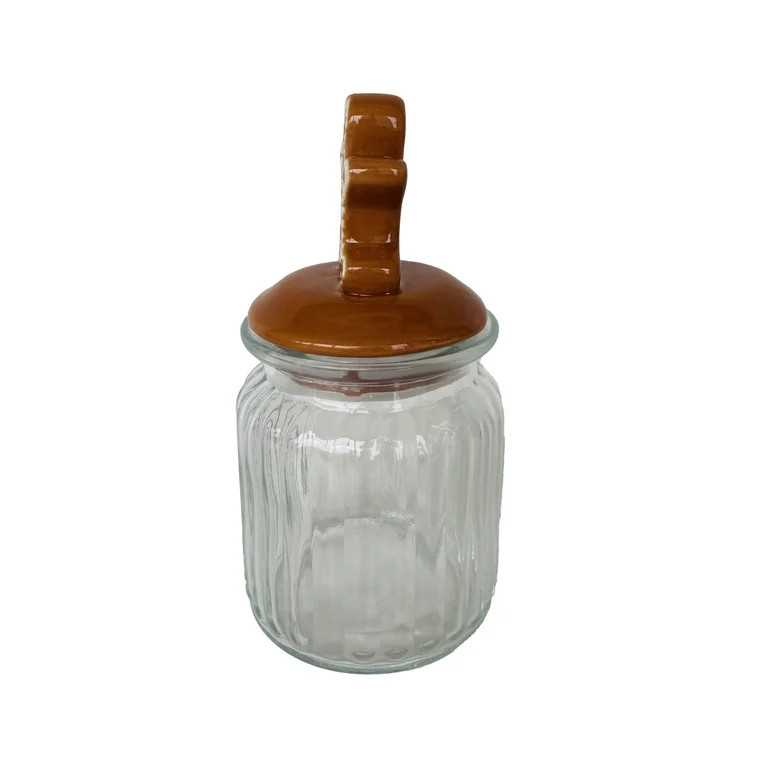 Ceramic and Glass Gingerbread Christmas Cookie Jar, Brown, 6.25", by Holiday Time - Walmart.com | Walmart (US)