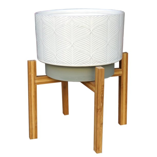 Better Homes & Gardens 11in Kennewick Ceramic Planter With Stand, Ivory - Walmart.com | Walmart (US)