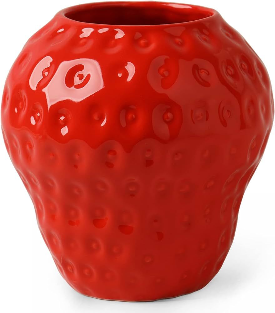 TCIUXYQ Strawberry Decorative Ceramic Vase, Red Vintage Vases, Unique Home/Kitchen/Office/Bathroo... | Amazon (US)