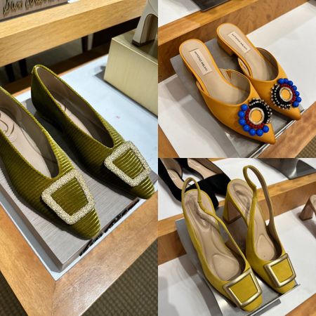 Stunning #hocautumn shoe options in moss green, saffron and yellow. 
