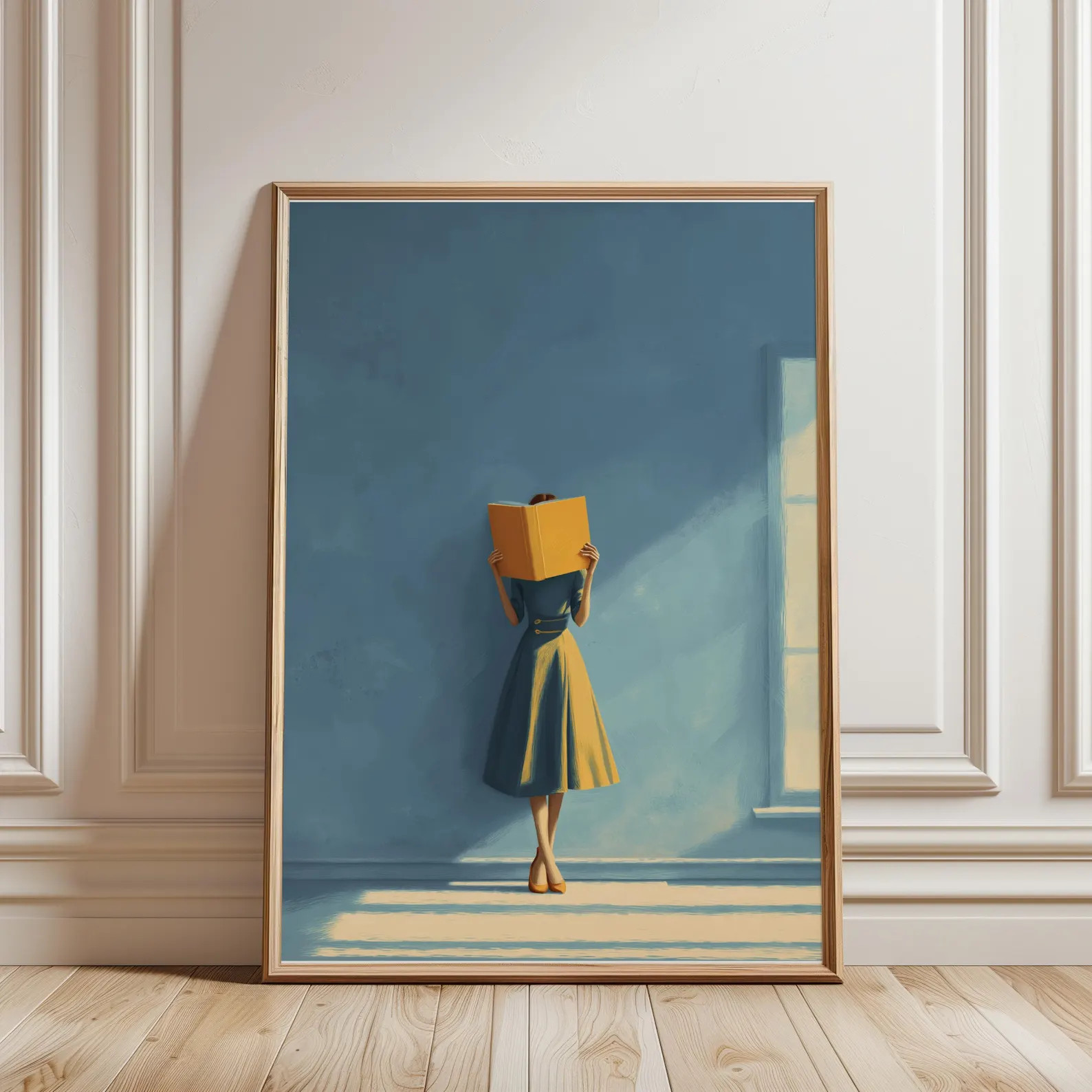 Blue Reading Print-Blue Prints, Library, Book Lover Gifts, Blue Wall Art, Minimalist Decor, Dopam... | Etsy (Global)