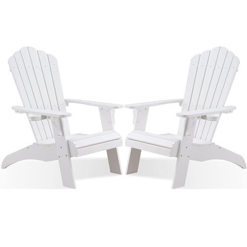 Psilvam Adirondack Chair, Oversized Poly Lumber Fire Pit Chair with Cup Holder, 350Lbs Support Pa... | Amazon (US)