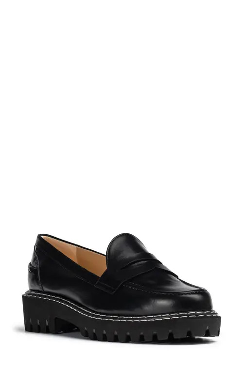 Jon Josef New Penny Loafer in Black Calf at Nordstrom, Size 5.5Us | Nordstrom