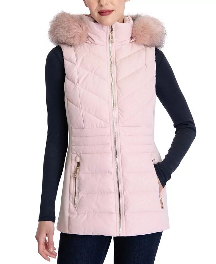 Michael Kors Women's Embossed Faux-Fur-Trim Hooded Puffer Vest & Reviews - Coats & Jackets - Wome... | Macys (US)