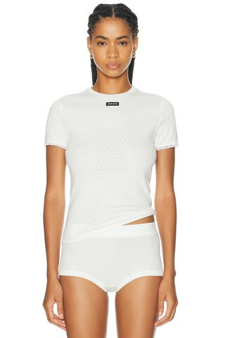 Miu Miu Pointelle Top in White | FWRD 