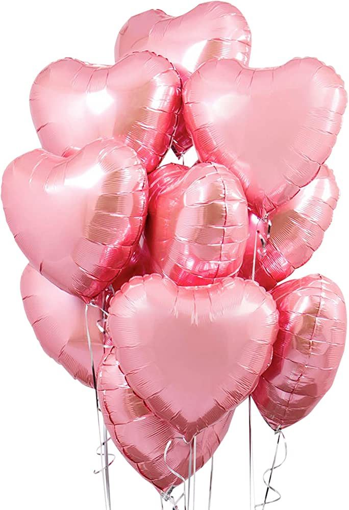 KatchOn, Light Pink Heart Balloons - Big 18 Inch, Pack of 10 | Heart Shaped Balloons, Valentine D... | Amazon (US)