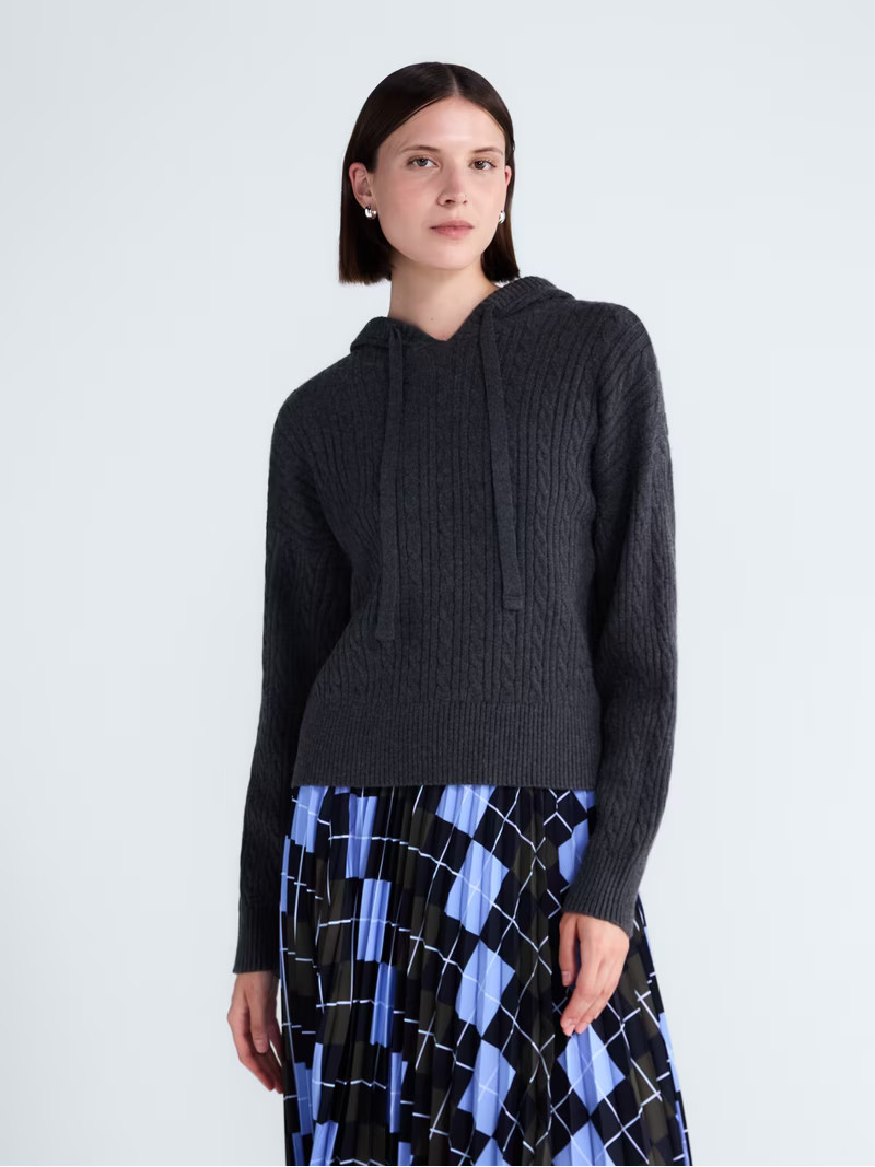 Free Assembly Women's and Women's Plus Cozy Yarn Cable Knit Hoodie Sweater, Midweight, Sizes XS-4... | Walmart (US)