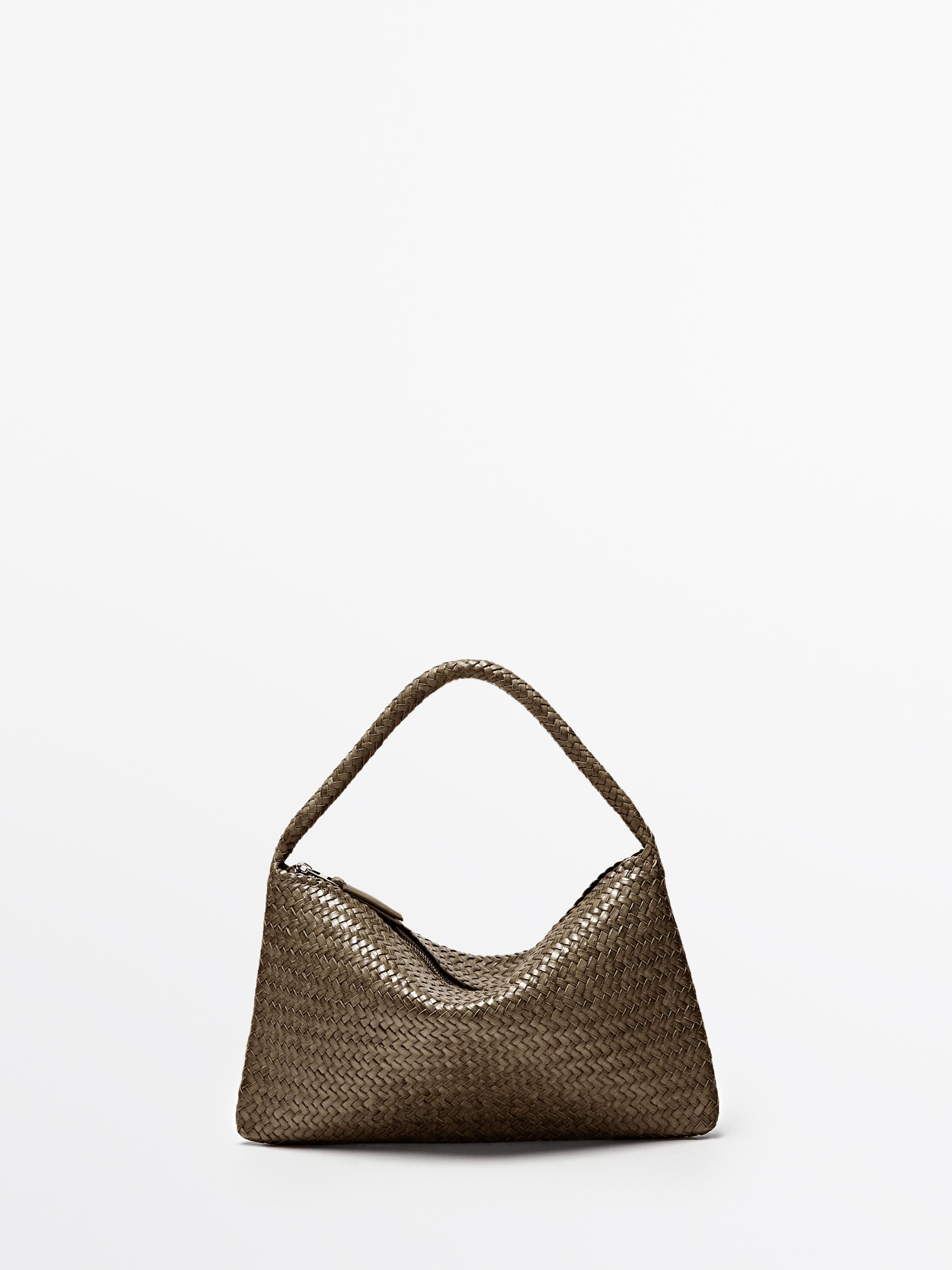 Small braided leather shoulder bag | Massimo Dutti UK