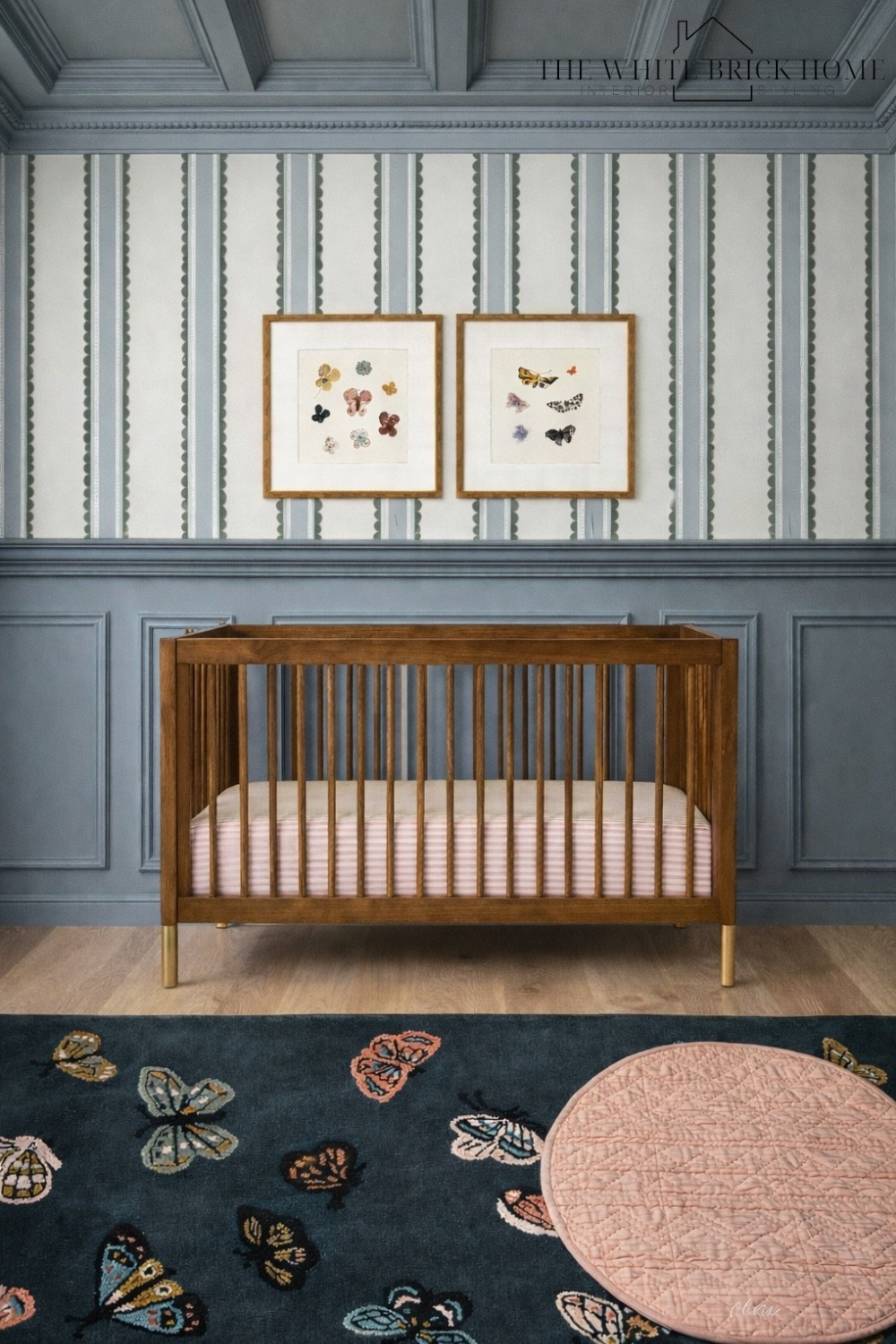 A storybook sweet nursery where tailored paneling, soft butterfly details and a calming coastal palette create a space that feels both elevated and child friendly. 
🖤🖤
Nursery, nursery design, nursery decor, nursery ideas, blue nursery, butterfly nursery, baby girl, baby girl, baby girl nursery, nursery decor, nursery bedding, baby, girls room, girls bedroom, crib, nursery rug, baby girl rug, baby girl nursery design, baby girl nursery decor ideas, butterfly, butterfly nursery, butterfly nursery decor, blue girls nursery, Anthropologie, wayfair, pottery barn 


#LTKHome #LTKBaby #LTKKids