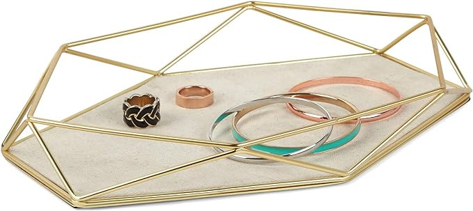 Umbra 299481-221 Prisma Tray, Geometric Plated Jewelry Storage, 11" Length x 7.25" Height x 1.5... | Amazon (US)