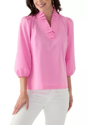 Crown & Ivy™ Women's Solid Ruffle Neck Top | Belk