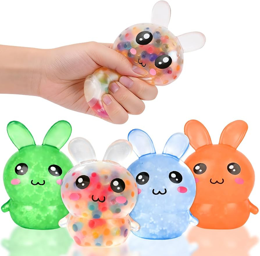 Easter Basket Stuffers \u2013 4 Pack Bunny Squishy Stress Balls for Kids and Adults, Non-Candy Ea... | Amazon (US)