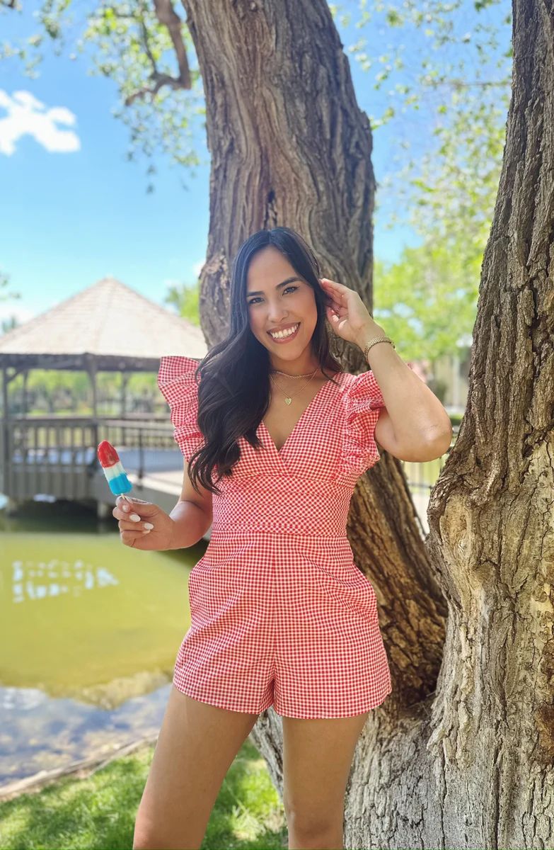 Summertime Inspiration Red Gingham Romper | Apricot Lane Boutique