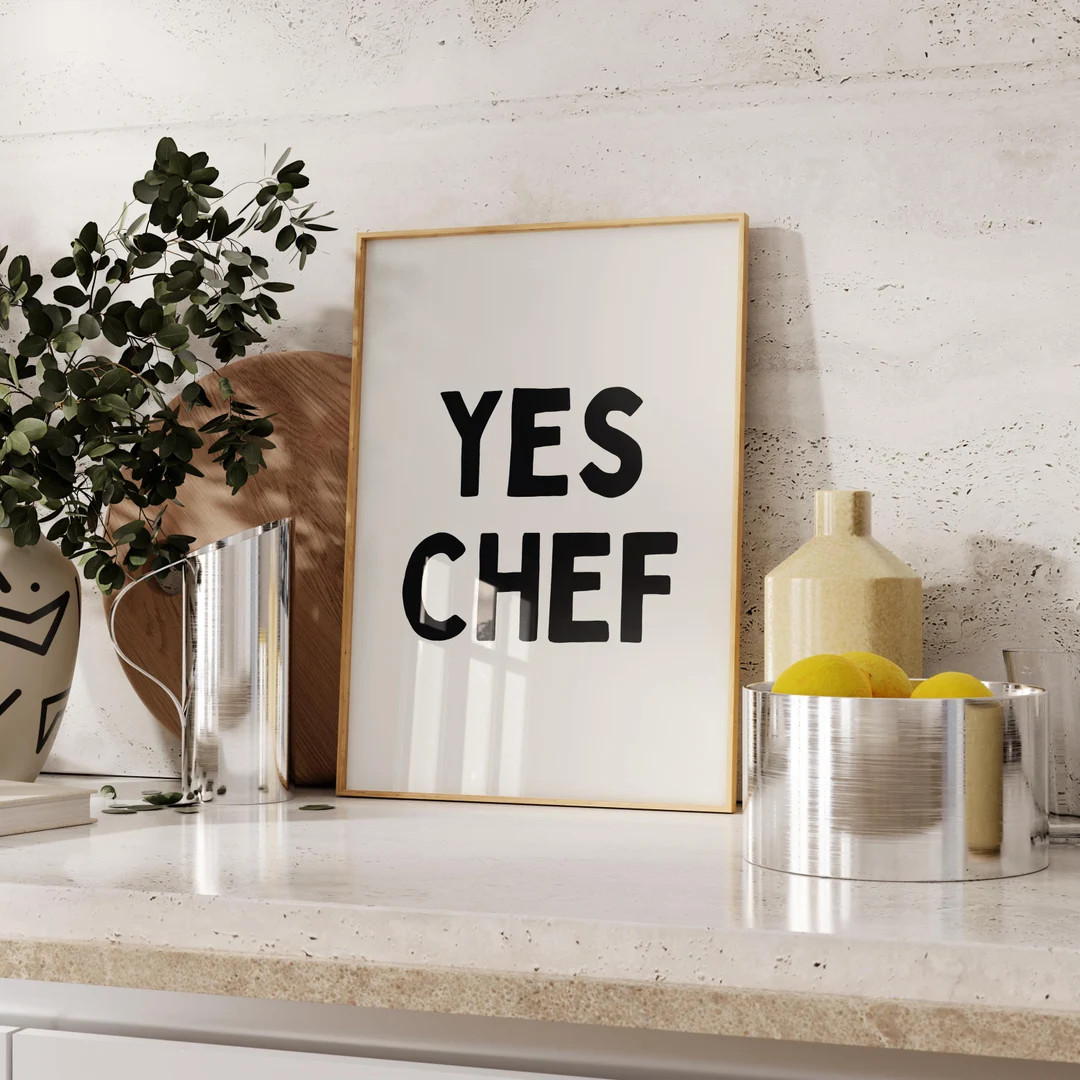 Yes Chef Print • Cute Kitchen Wall Art • Kitchen Print • Trendy Kitchen Poster • Minimali... | Etsy (US)