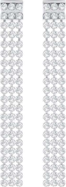 Swarovski Fit Palladium Plated Crystals Pierced Long Drop Earrings 5293087 | Amazon (US)