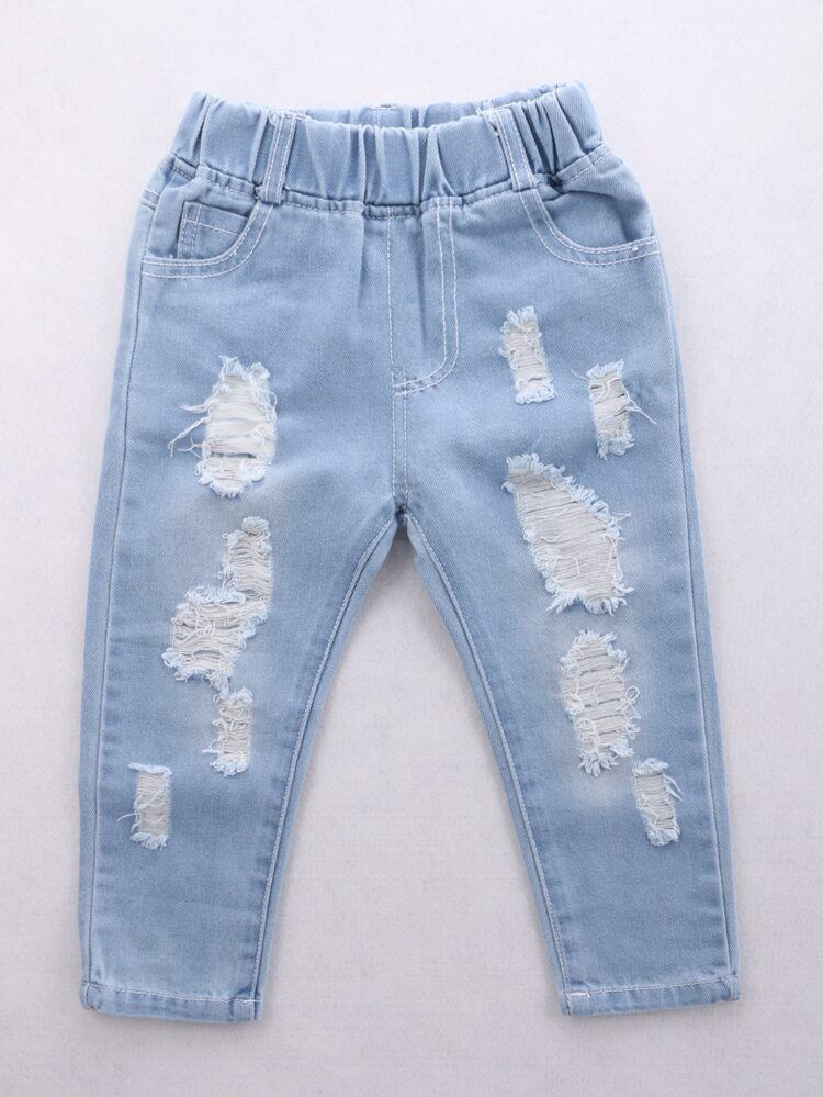 Toddler Girls Plain Destroyed Jeans | SHEIN