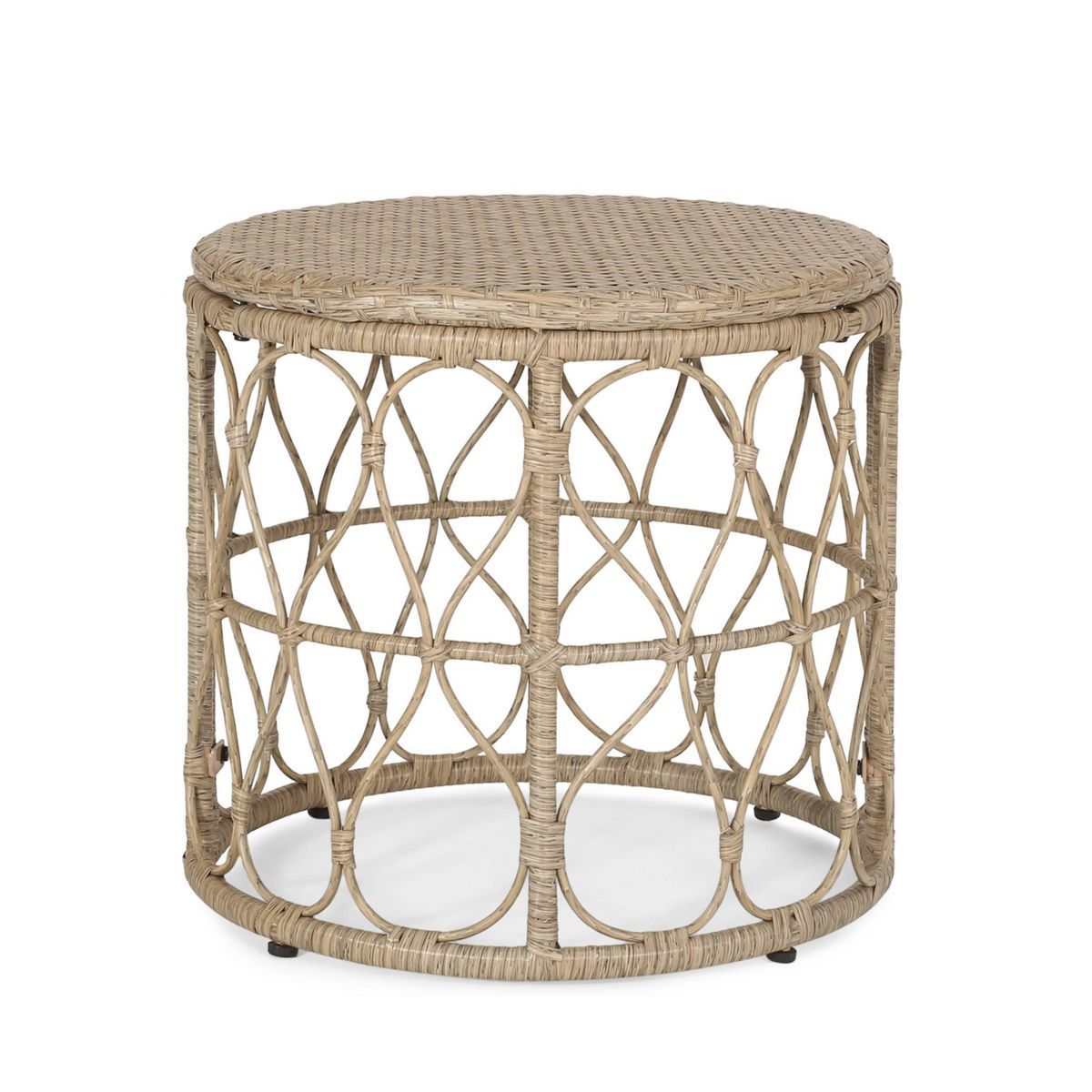 Bruce Outdoor Wicker Round Side Table Light Brown - Christopher Knight Home | Target