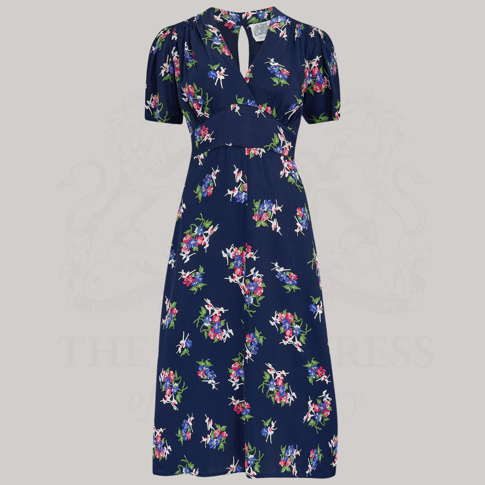 Dolores Kleid in Marine Floral von Die Näherin Bloomsbury Authentischer Vintage 1940er Stil - Et... | Etsy (US)
