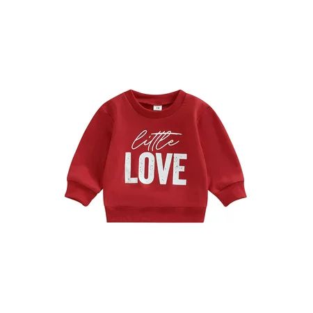 wybzd Toddler Baby Boy Girl Long Sleeve Crewneck Sweatshirt Outfit Love Print Pullover Tops Valentin | Walmart (US)