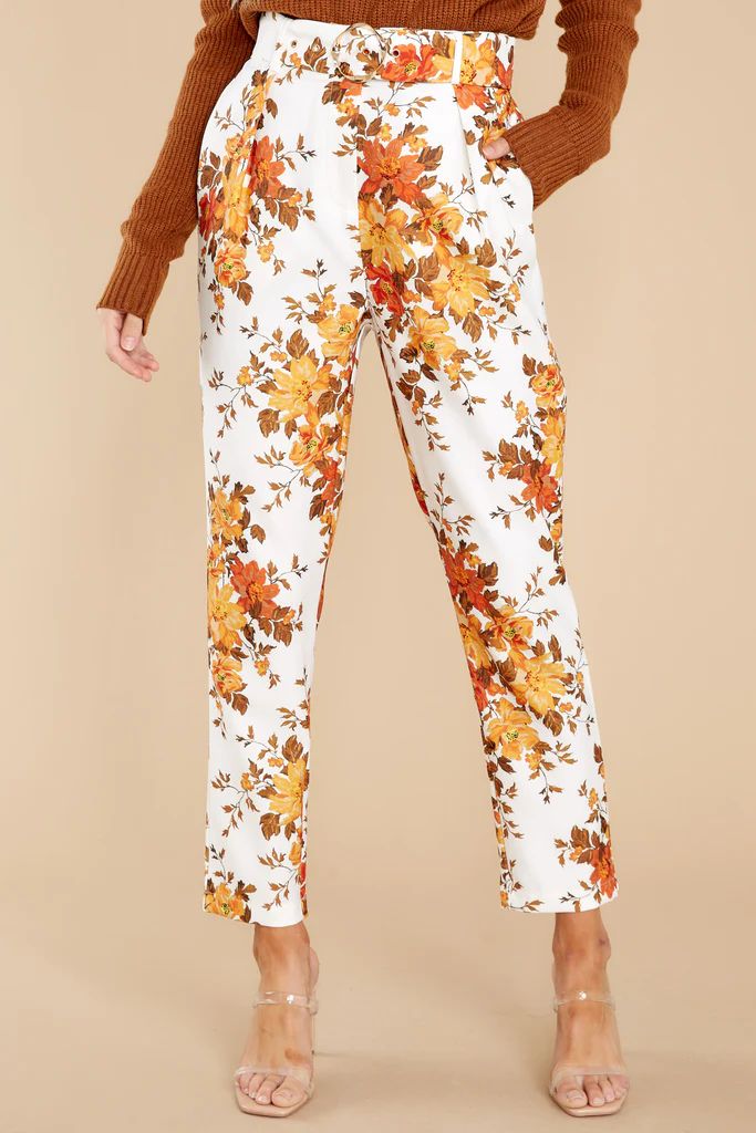 Away She Goes Ivory Floral Print Pants | Red Dress 