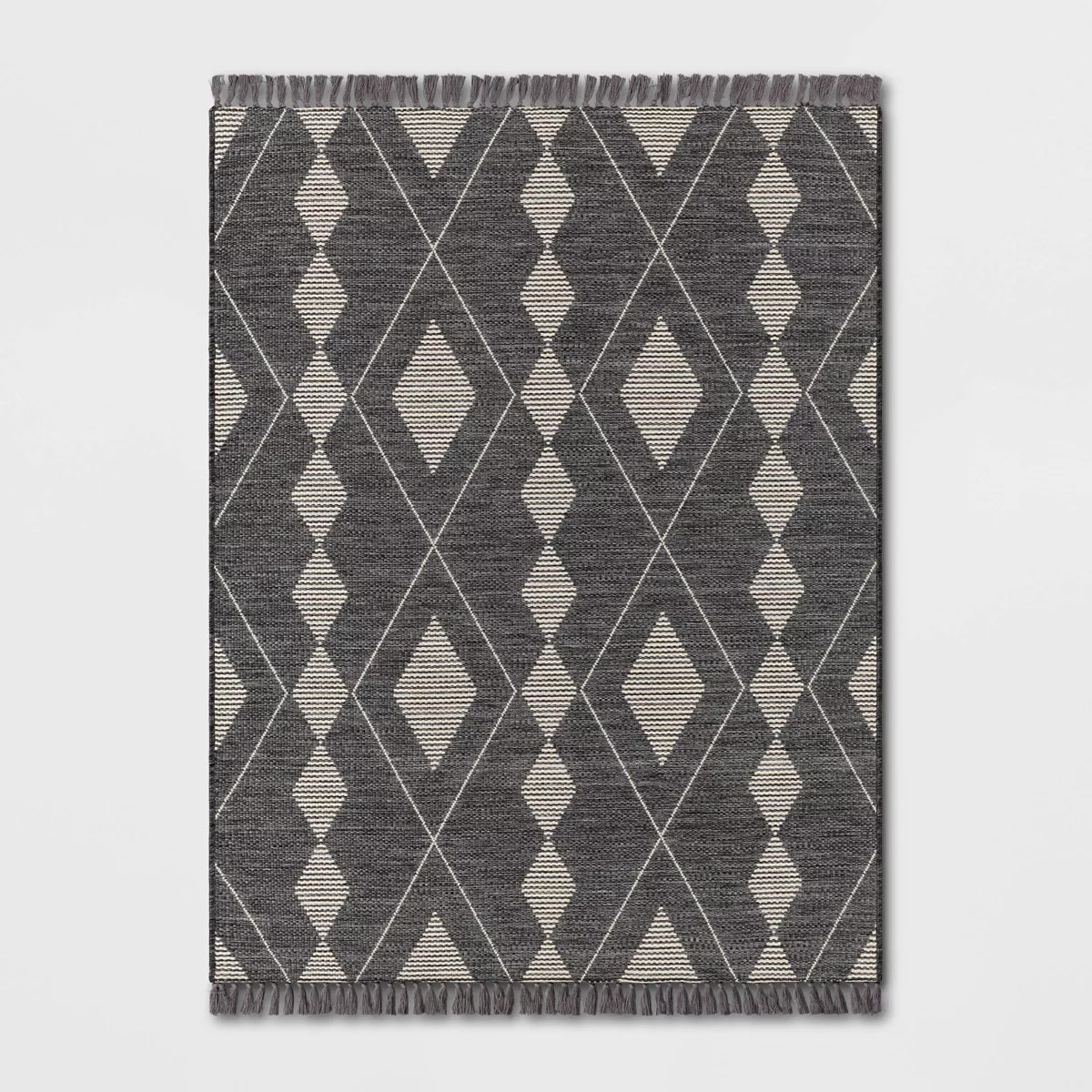 Striped Diamonds Rectangular Woven Outdoor Area Rug Charcoal Gray - Threshold™ | Target