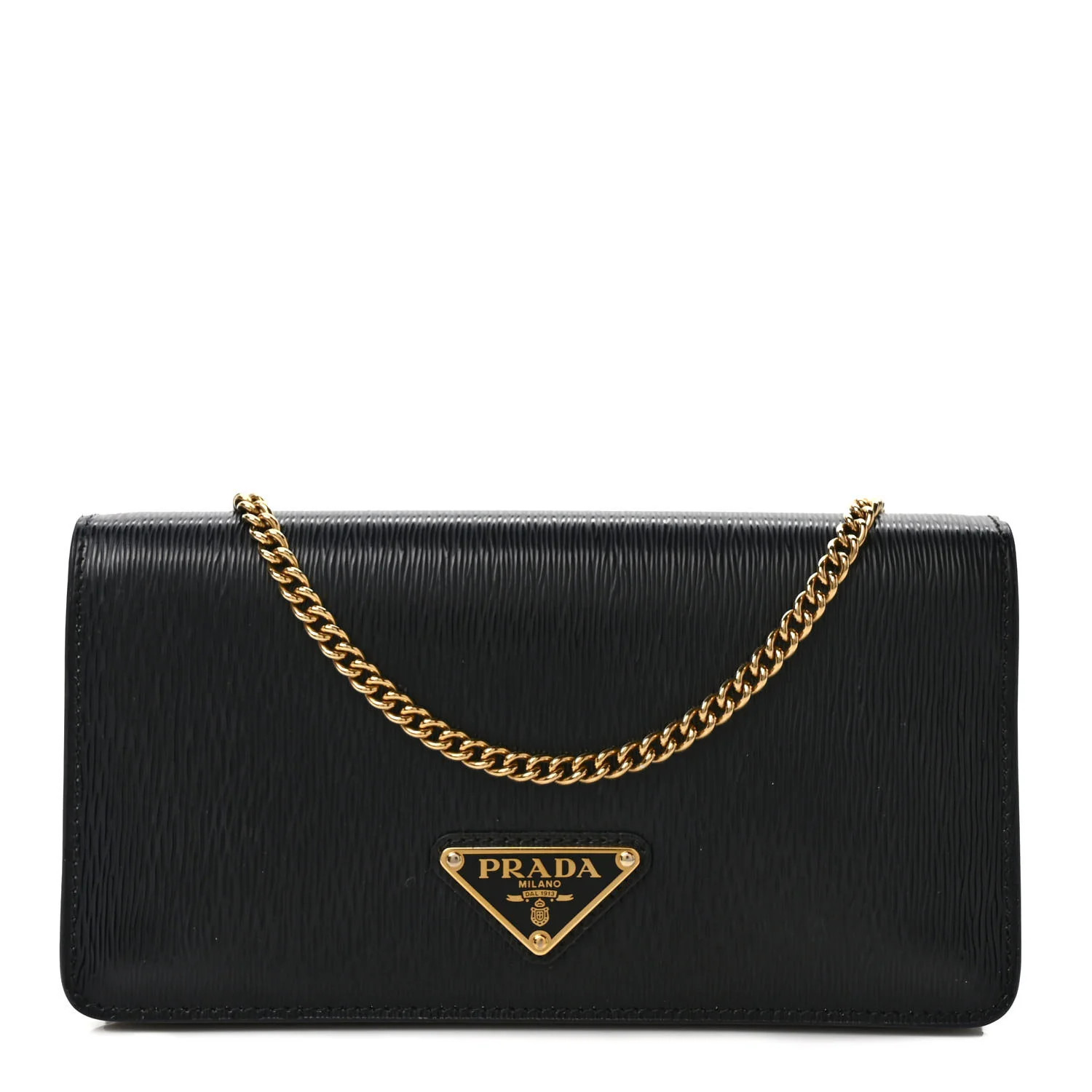 PRADA Vitello Move Chain Wallet Black | FASHIONPHILE (US)