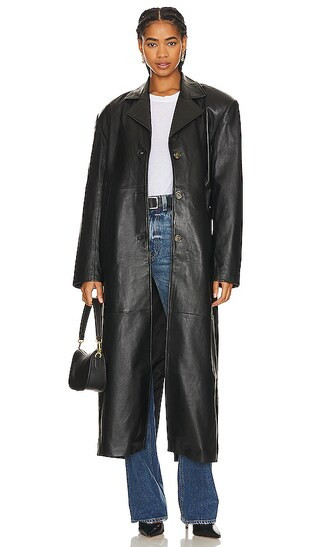 GRLFRND The Long Leather Coat in Black. | Revolve Clothing (Global)