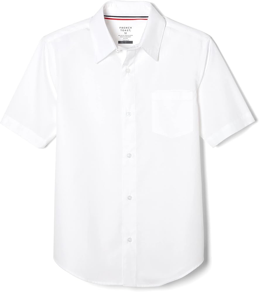 French Toast Boys' Short Sleeve Classic Poplin Dress Shirt (Standard & Husky) | Amazon (US)