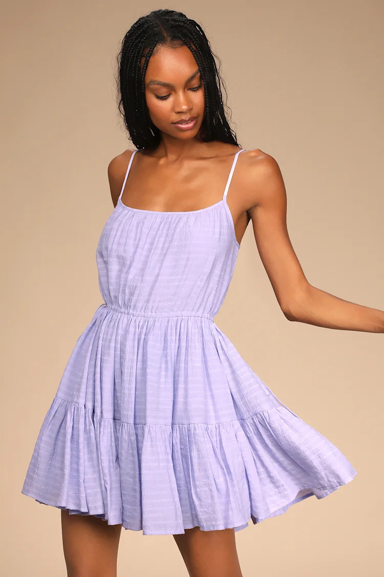 Certain Sweetness Lavender Side-Tie Tiered Mini Dress | Lulus (US)
