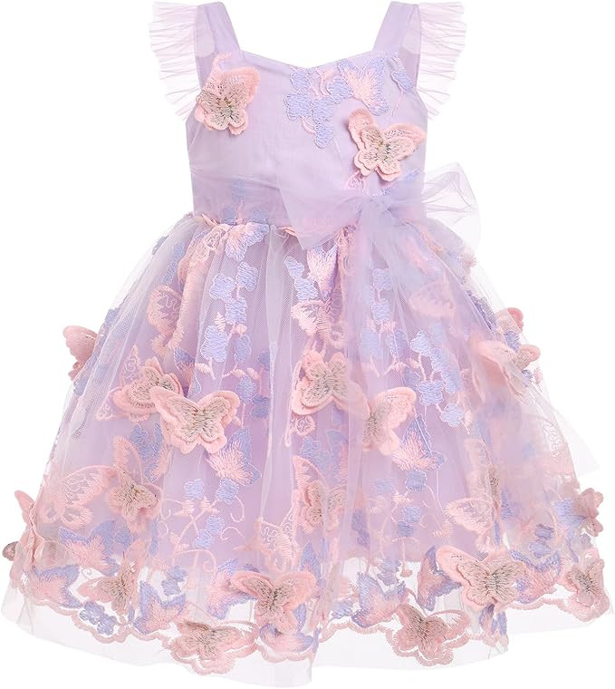 ODASDO Toddler Kids Baby Girl Butterfly Dress Sleeveless Mesh Tulle Princess Tutu Dress Butterfli... | Amazon (US)