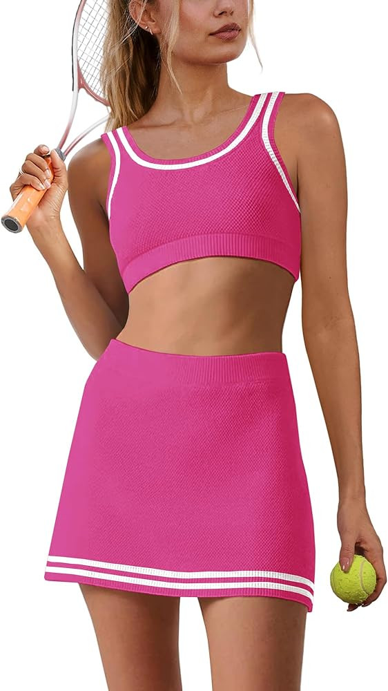 Nirovien Womens Workout Sets 2 Piece Tennis Skorts Sets Athletic Gym Golf Outfits Tank Top and Sk... | Amazon (US)