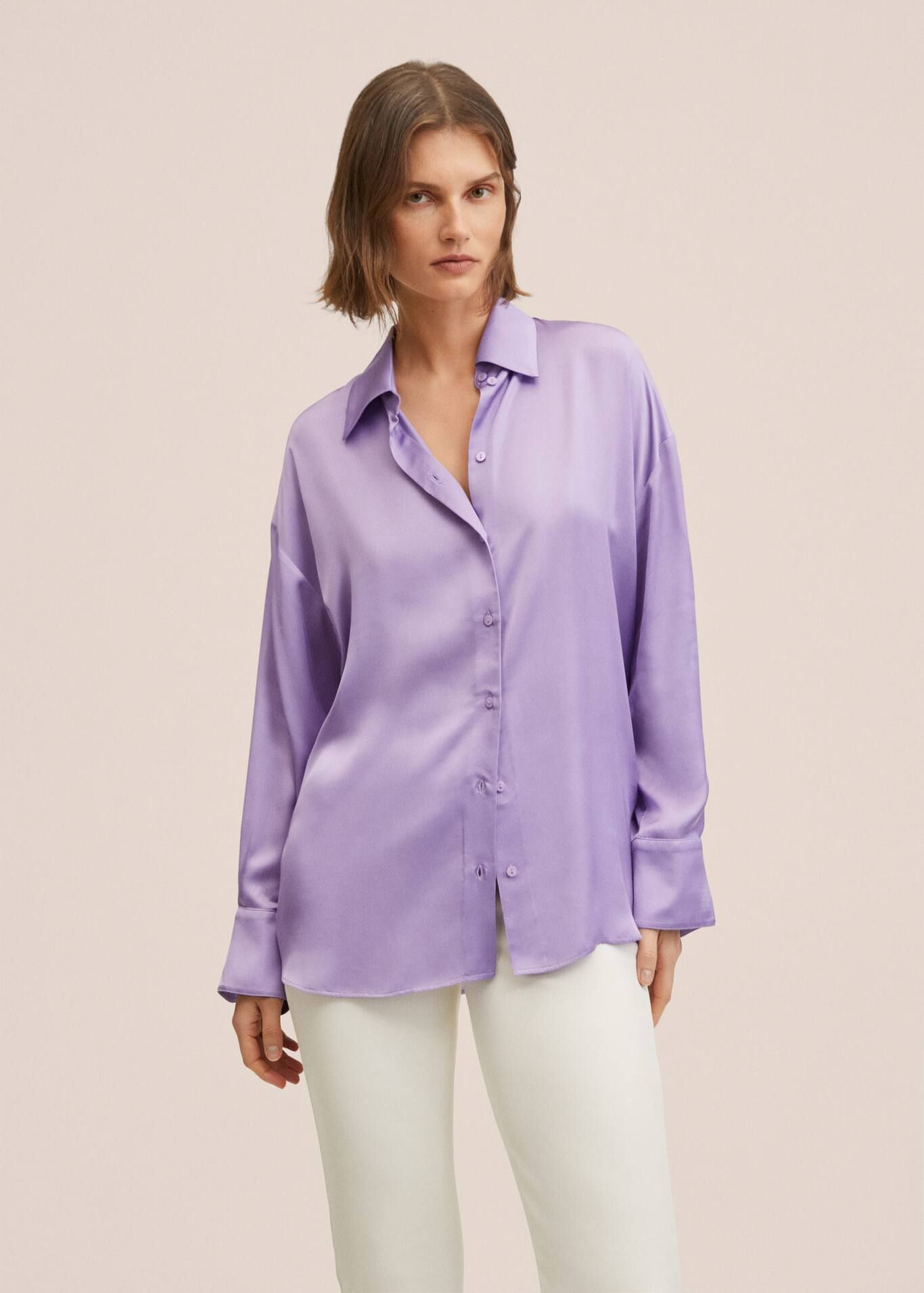 Oversized satin shirt | MANGO (US)