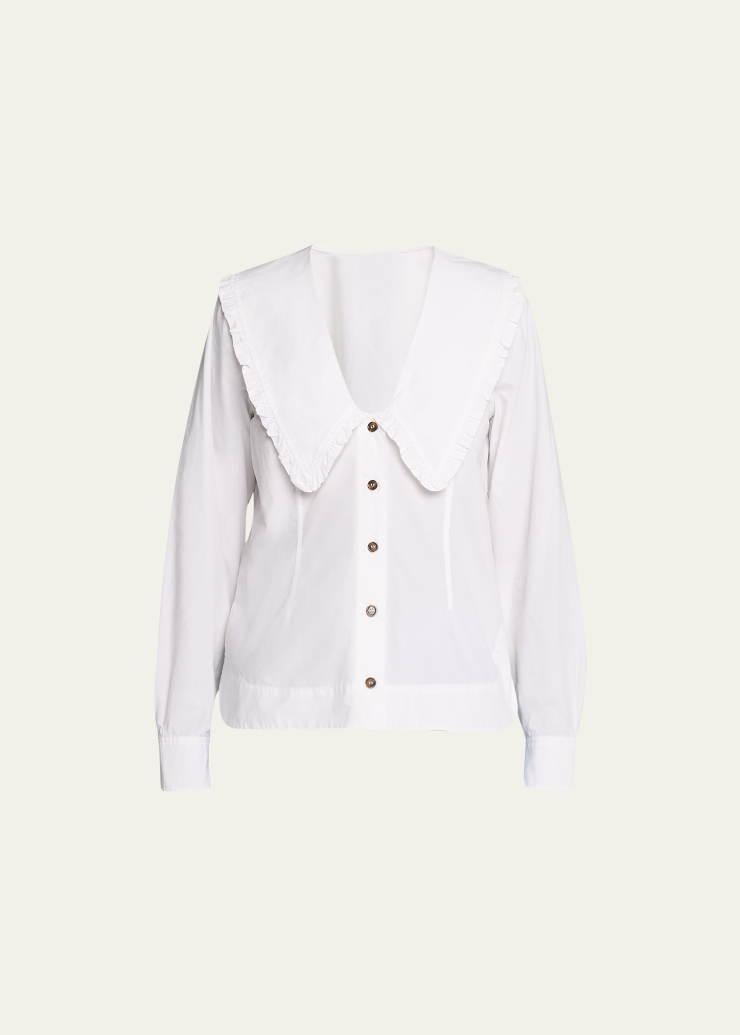 Ganni Collared Button-Front Shirt | Bergdorf Goodman