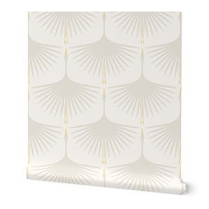 Wallpaper in Art Deco Swans - 12" Wide Repeat - Off-White on Off-White | Spoonflower