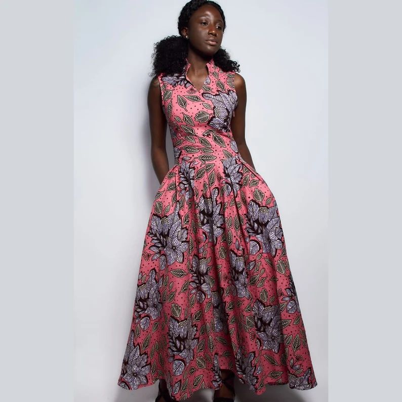 Pink Floral Maxi Dress/african dress/ankara dress/wax dress/wedding dress/party dress/floral dres... | Etsy ROW
