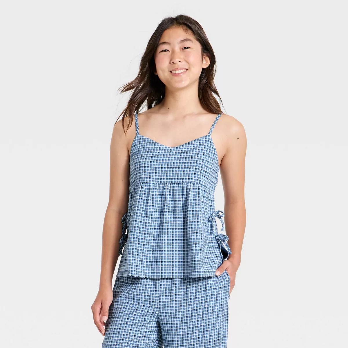 Girls' Babydoll Woven Plaid Cami - art class\u2122 Blue L | Target