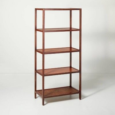 Vertical Wood &#38; Cane Transitional Bookshelf Brown - Hearth &#38; Hand&#8482; with Magnolia | Target
