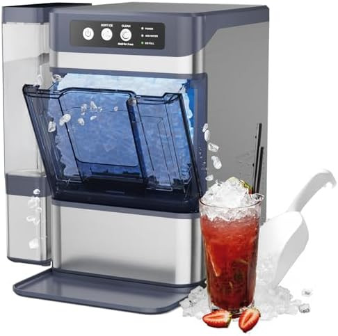 Countertop Nugget Ice Maker 40Lbs/24H with Side Tank, Pellet Ice Maker Self-Cleaning, Soft Chewab... | Amazon (US)
